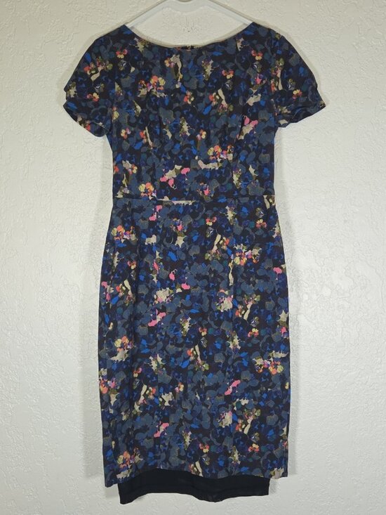 Erdem Dresses & Skirts - Erdem Floral Short Sleeve Blue Pencil Dress Size-US 8/UK 12